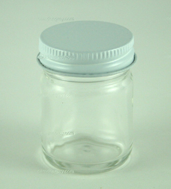 Glass jar w/white metal screw-on lined cap (1 oz.)