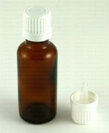 Amber glass 1 oz. bottle, 30 ml, Eurodropper & cap
