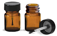 Amber glass 1/2 oz. bottle with brush
