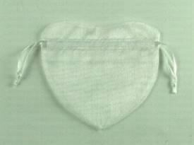 Sheer bag, heart, white bag, satin ribbon, 4x3.5 (B009-01)