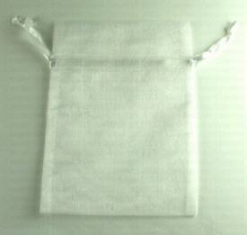 Sheer bag, white, 2x2.5,satin ribbon (B018-01)