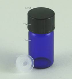 Cobalt blue glass vial w/orifice reducer (5/8 dram), 1/16 oz.