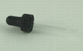 Dropper, glass, black rubber bulb, 1/2 oz.