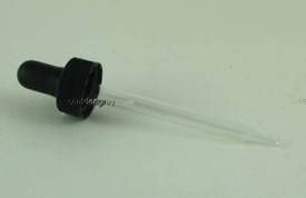Dropper, glass, black rubber bulb, 2 oz.