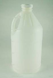 High density plastic (HDPE) round jug (38mm) w/handle & white cap, 64 oz.