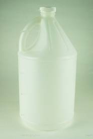 High density plastic (HDPE) round jug (38mm) w/handle & white cap, 128 oz.