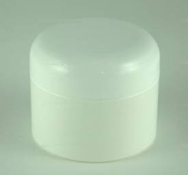 Jar, double wall (53/400), white plastic, w/white dome lid (1 oz.)