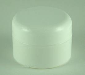 Jar, double wall (48/400), white plastic,  w/white dome lid (1/2 oz.)