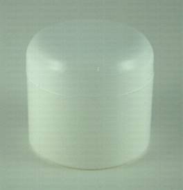 Jar, double wall (58/400), white plastic, w/white dome lid (2 oz.)