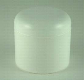 Jar, double wall (70/400), white plastic,  w/white dome lid (4 oz.)