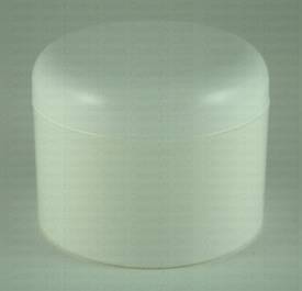 Jar, double wall (89/400), white plastic,  w/white dome lid (8 oz.)