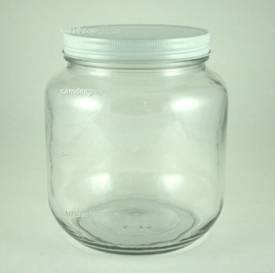 Jar, glass, half gallon, wide mouth.