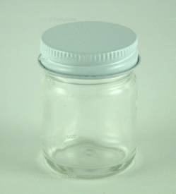 Jar, glass, white metal cap, 1 oz.