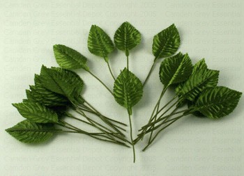 Leaves, moss green fabric, bendable green stems, 23 pcs. (829066)